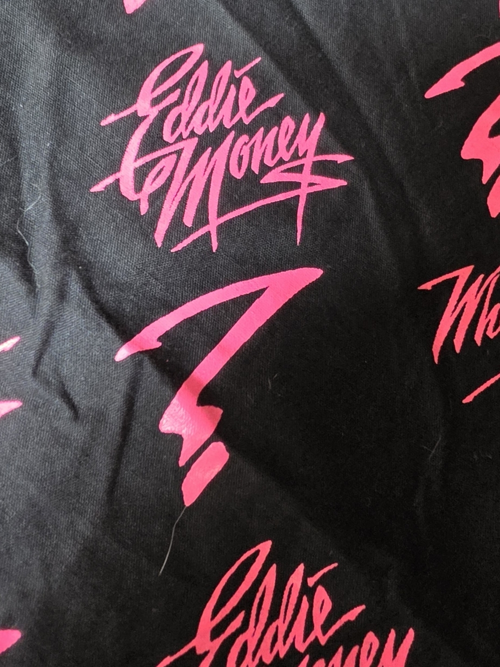Eddie Money Vintage Logo Graphic Bandana/Doo-Rag Black/Hot Pink PrintNew